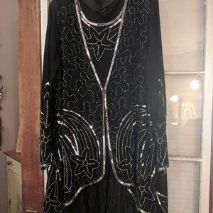 SPARKLY HOLIDAY LNG SLV TOP W/MATCHING SHELL